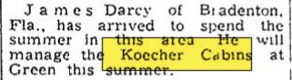 Koechers Cabins - May 1961 Article